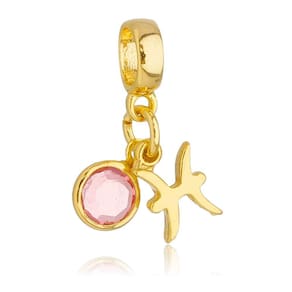 Pingente Berloque Signo Peixes Pandora Banhado a Ouro 18k - Premium