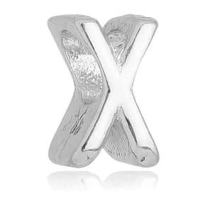 Berloque Letra X Separador Pandora Banhado a Prata 925 - Premium