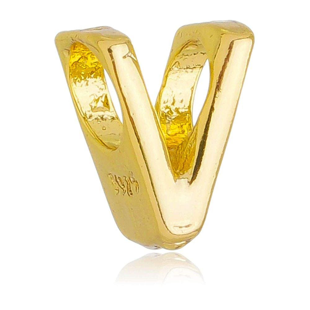 Berloque Letra V Separador Pandora Banhado a Ouro 18k - Premium
