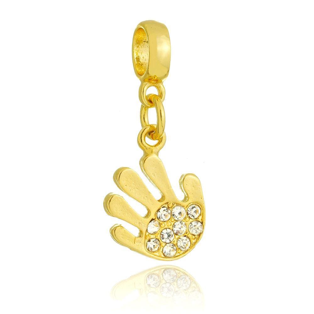 Pingente Berloque Mão Manicure Pandora Banhado a Ouro 18k - Premium