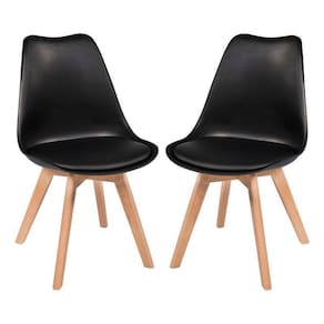 Kit Com 2 Cadeira Leda Preta - Charles Eames Wood Com Almofa