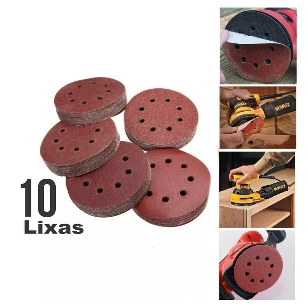 Disco Lixa 125Mm 05 Gr 120 8Furos P/Lix Excentrica 10 Unid