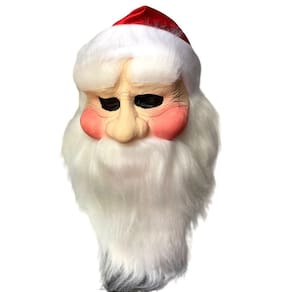 Fantasia Máscara Papai Noel com Barba Cabelo pelúcia - Natal