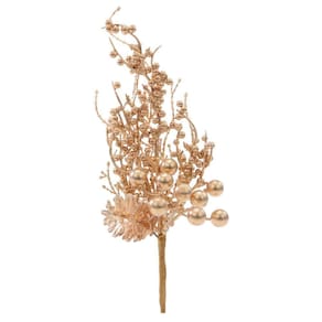 Galho Medio Com Frutas E Pinhas Ouro 32Cm 1 Un 1006770