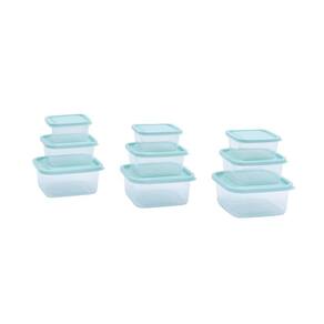 Kit 9 Potes de Plástico Quadrado com Tampa 250ml, 500ml E 1l - Mozcada