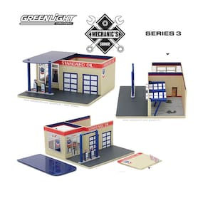 Diorama Miniatura Posto De Gasolina Mecânica Greenlight 1/64