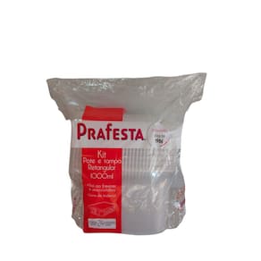 Pote Retangular Freezer e Micro-ondas 1000ml com Tampa Prafesta c/24 un