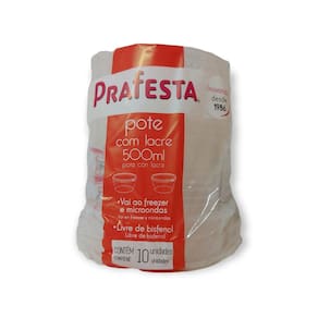 Pote Redondo Freezer e Micro-ondas 500ml com Lacre Prafesta c/10 un
