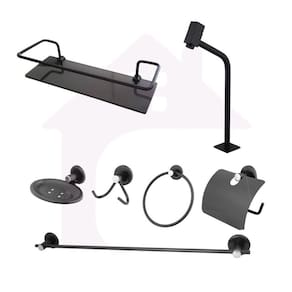Kit Acessórios Banheiro 1 Torneira Cod 1062 Preto + 1 Porta