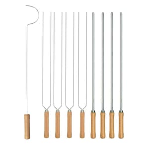 Kit Preparo Churrasco 9Pcs Churrasqueira 65Cm Cabo Madeira