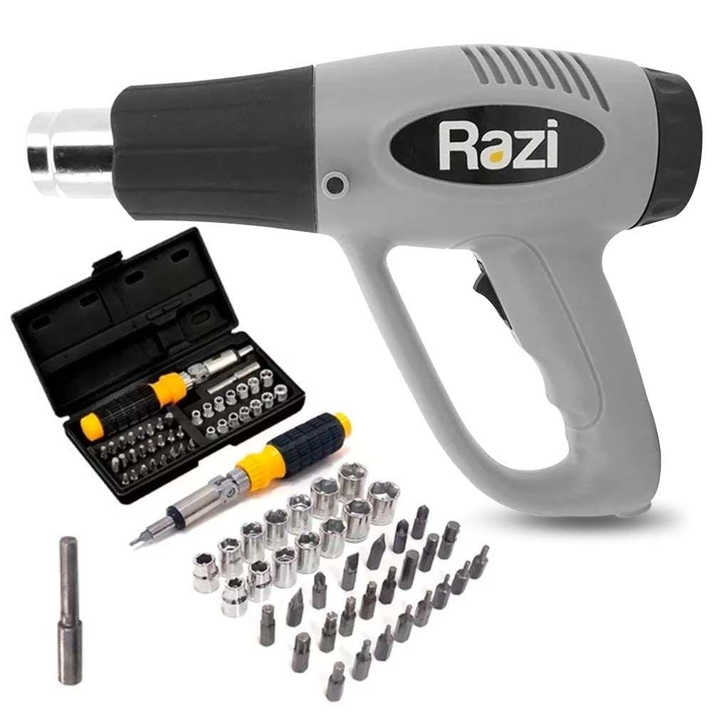 Soprador Térmico Razi 2000 1500W + Kit Soquetes C/41 Peças