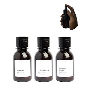 Kit Frascos Banho 100Ml Âmbar Shampoo Condicionador Portatil
