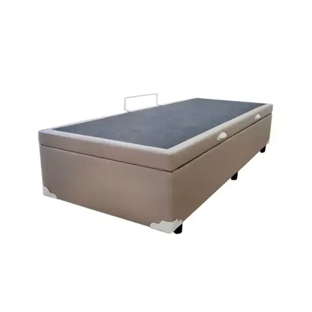 Box Baú Solteiro Suede Bege - 39x78x188