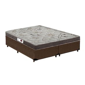 Cama Box Queen Suede Marrom + Colchão Molas Ensacadas 54x158x198