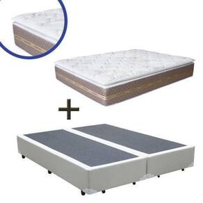 Cama Box Queen Sintético Branco + Colchão Molas Ensacadas 54x158x1988
