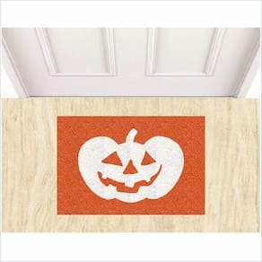 Tapete Decoração De Halloween Abóbora Cor Laranja. Porta