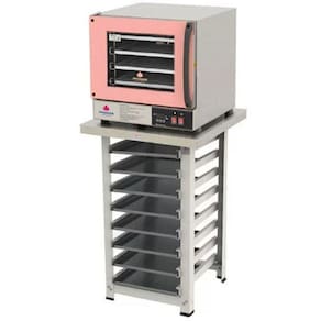 Kit - Forno Turbo Elétrico Fast Oven PRP-004 Plus 220V Rosa + Bancada MES-004 + 8 Assadeiras - Progás