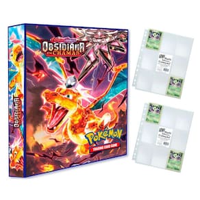Álbum Pasta Fichário Pokemon com 20 Folhas YES 9 Bolsos Escarlete e Violeta Obsidiana em Chamas Capa Dura