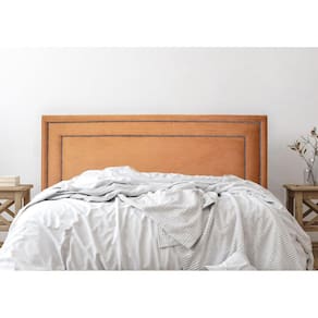 Cabeceira Casal Estofada para Cama Box com Tachas 140x60cm Reta Luxo Dupla Terracota/Fumê