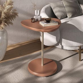 Mesa de Apoio Haste Metálica Dourada Brilhante Chic Terracota