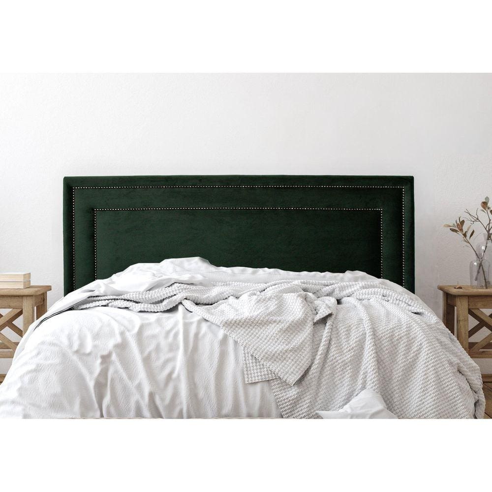 Cabeceira Queen Estofada para Cama Box com Tachas 160x60cm Reta Luxo Dupla Verde/Fumê
