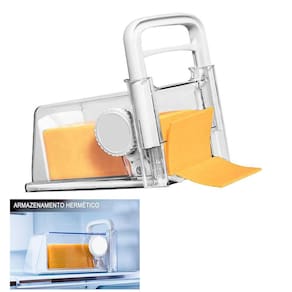 Cortador Ralador Fatiador de Queijo Presundo 4 em 1 Manual Lamina Inox Pote Hermetico Armazenamento Geladeira Cozinha Alimento Resistente Duravel