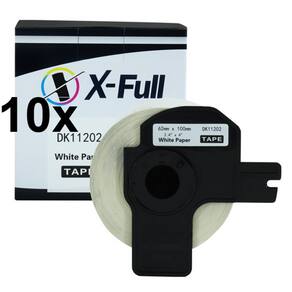 Kit 10 Etiqueta Papel Compatível DK11201 Branca 29x90mm