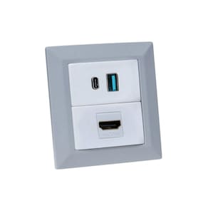 Espelho de Tomada Duplo Chanfrado 1 HDMI 2Usb 9.0A Cz