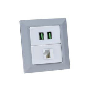 Espelho de Tomada Duplo Chanfrado 1 RJ-45 Cat5e 2Usb 4.9A