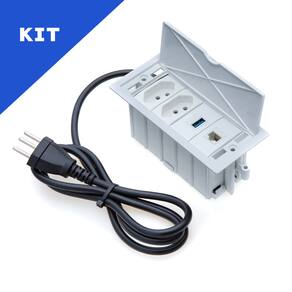 Kit Caixas Tomadas 4 Bl Basc 2 Tom 20A 1 USB Dados 1 Rj45 BR