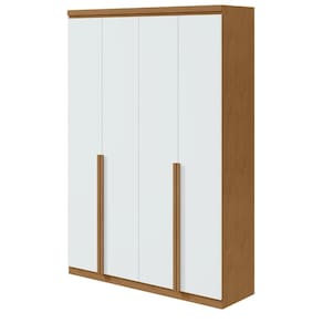 Guarda-Roupa Solteiro Alonzo 4 portas 2 Gavetas Amêndoa Clean/Branco