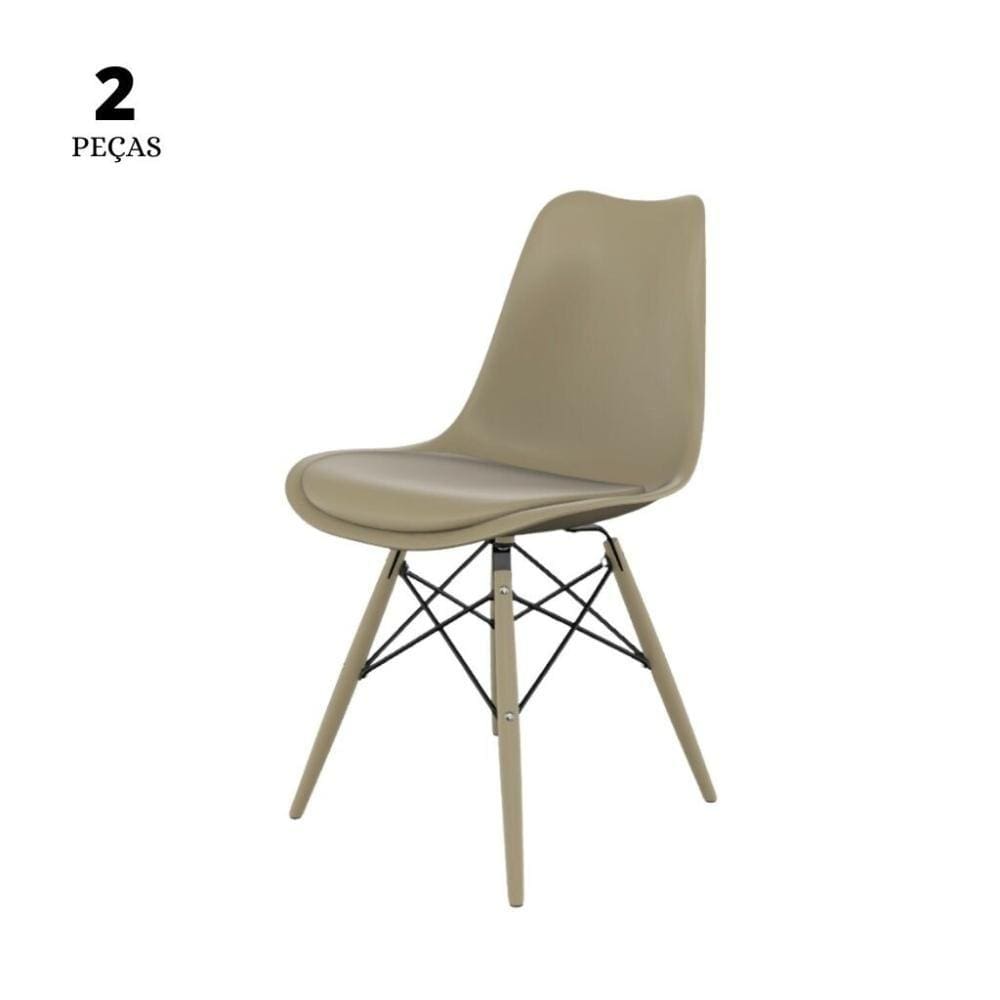 Conjunto Com 2 Cadeiras Saarinen Nude  Base Em Polipropileno