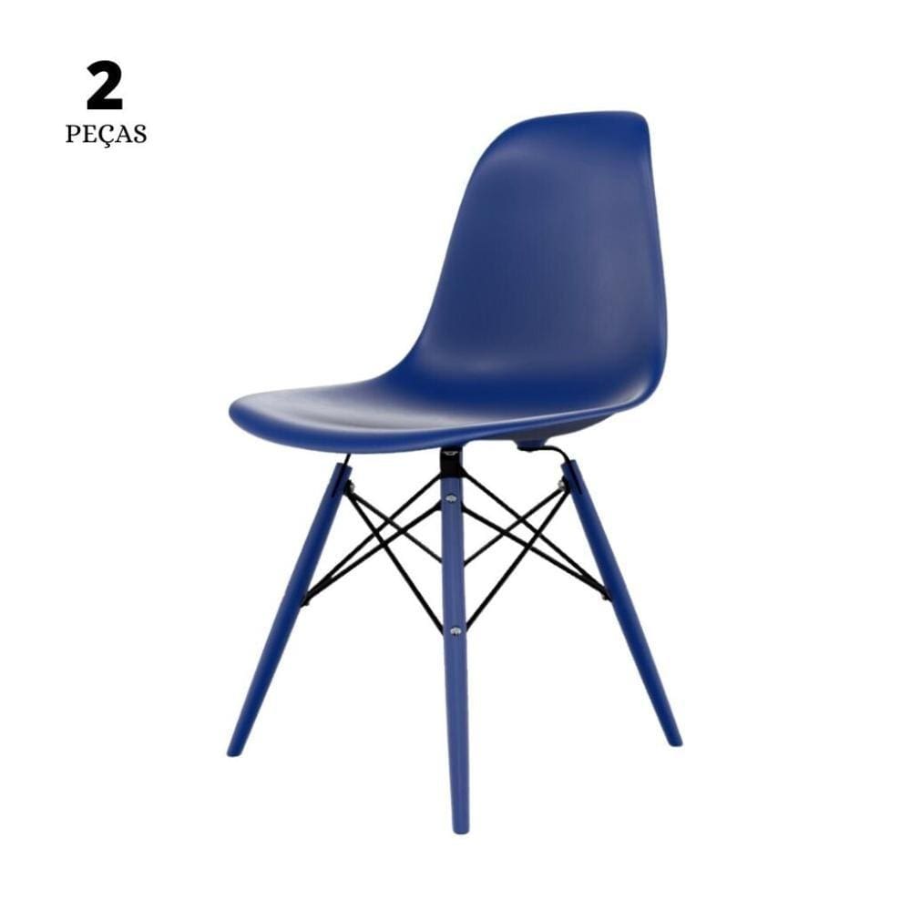 Conjunto Com 4 Cadeiras Eames Azul Bic  Base Em Polipropileno