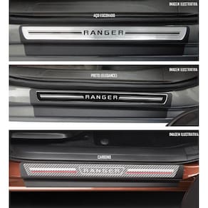 Jogo Soleira Premium Elegance Ford Nova Ranger 2013 2014 2015 2016 2017 2018 2019 2020- 4 Portas ( Vinil + Resinada 8 Peças )
