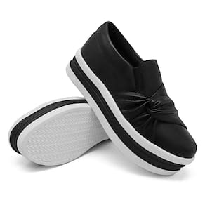Tenis Slip On Casual Dk Use Shoes com Nó Frontal e Sola Reta Alta
