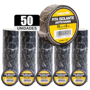 Kit 50 Rolos Pç Fita Isolante 5 Metros Preta