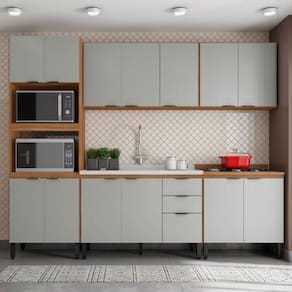 Cozinha Completa Firenze 14 Portas 2 Gavetas Amêndola Touch/Nude Prime Tx - Demóbile