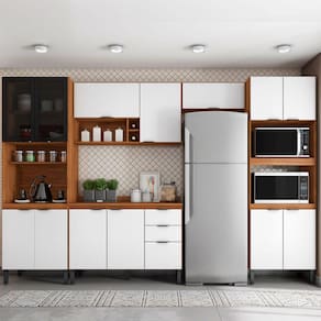 Cozinha Completa Firenze 14 Portas 2 Gavetas Amêndola Touch/Branco - Demóbile