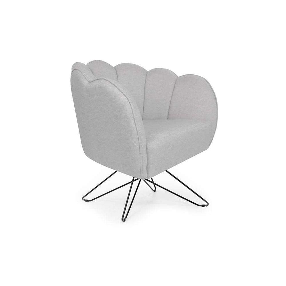 poltrona ariel base aço linho creme e preta
