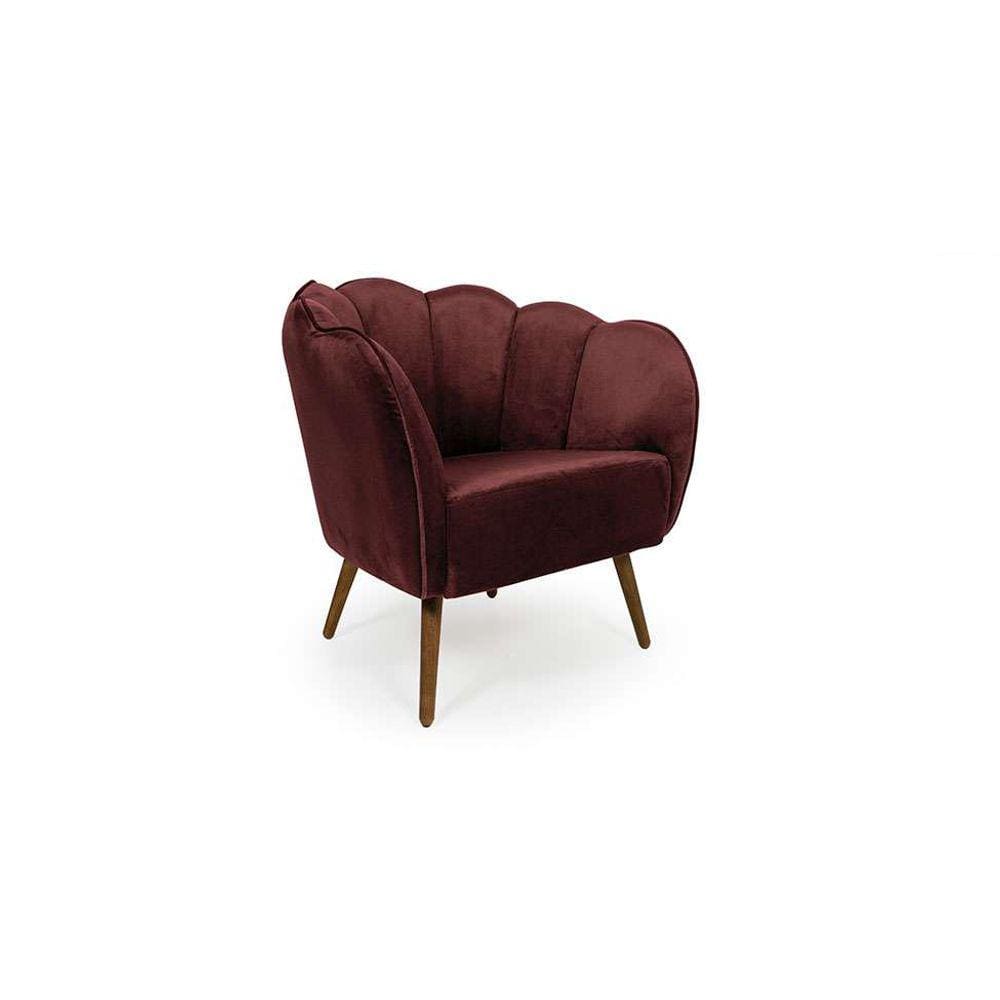 poltrona ariel pé palito veludo malbec e madeira