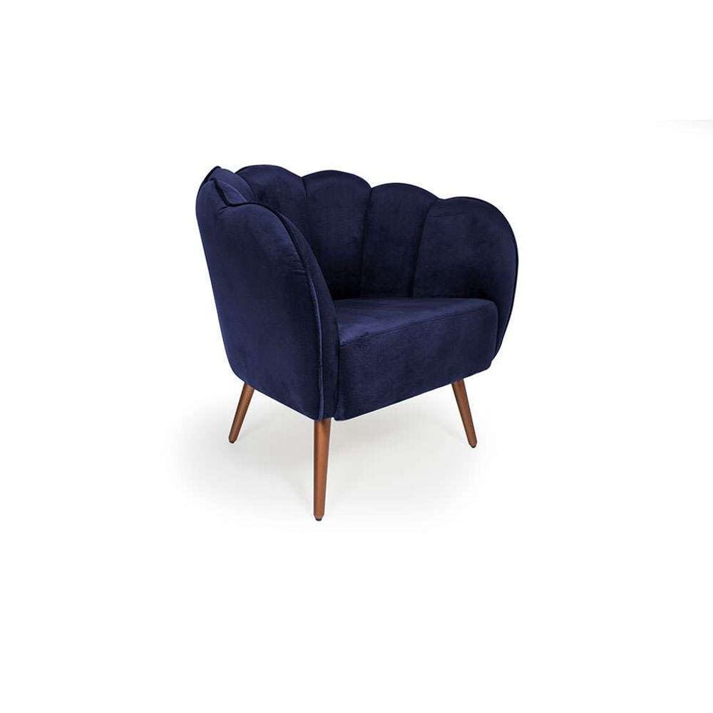 poltrona ariel pé palito suede marinho e cobre