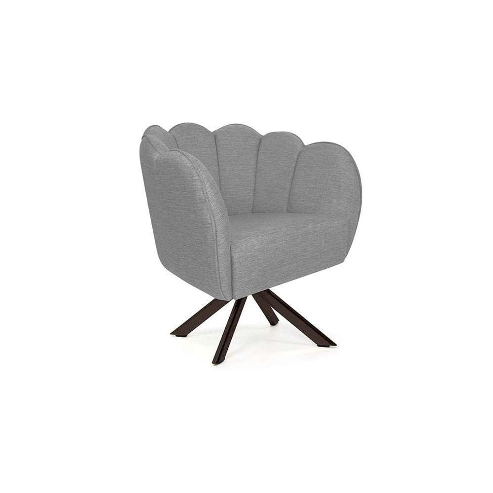 poltrona ariel giratória linho mescla cinza e chocolate