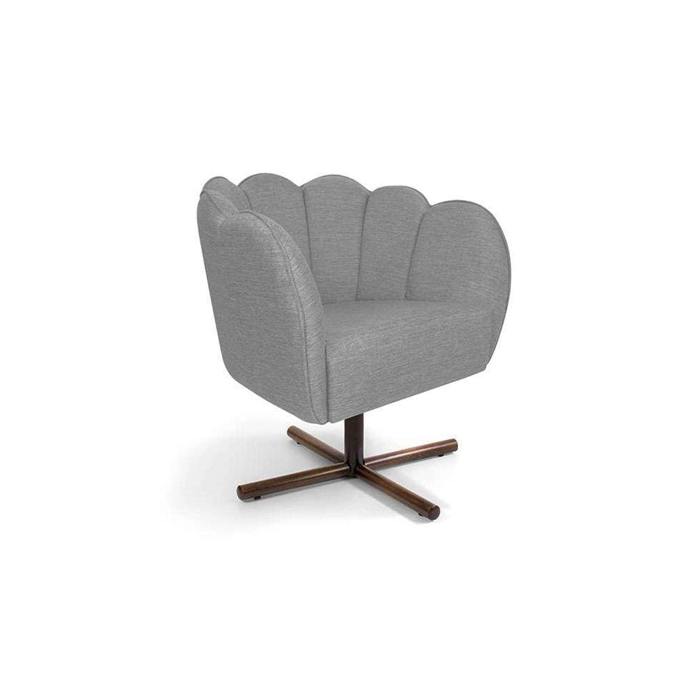 poltrona ariel giratória linho mescla cinza e castanho