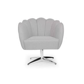 poltrona ariel giratória linho creme e cromada