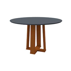 mesa de jantar redonda com tampo de vidro isabela cinza e ype 120 cm