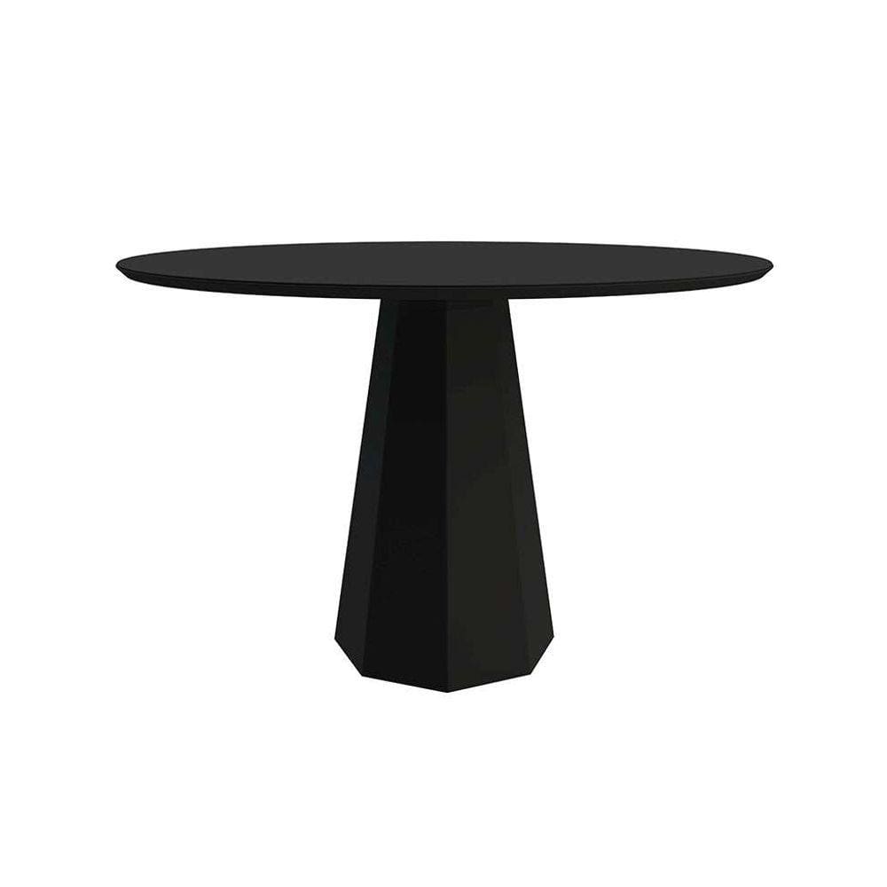mesa de jantar redonda com tampo de vidro isis preta 120 cm