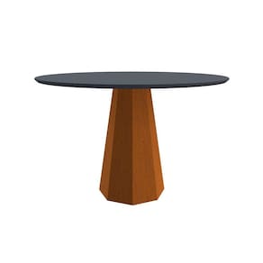 mesa de jantar redonda com tampo de vidro isis cinza e ype 120 cm