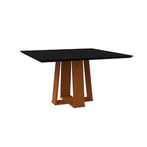 mesa de jantar quadrada com tampo de vidro valencia preta e ype 135 cm