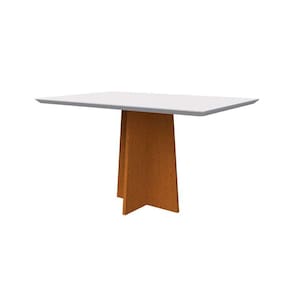 mesa de jantar retangular com tampo de vidro anitta off white e ype 135 cm