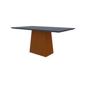 mesa de jantar retangular com tampo de vidro jasmin cinza e ype 160 cm